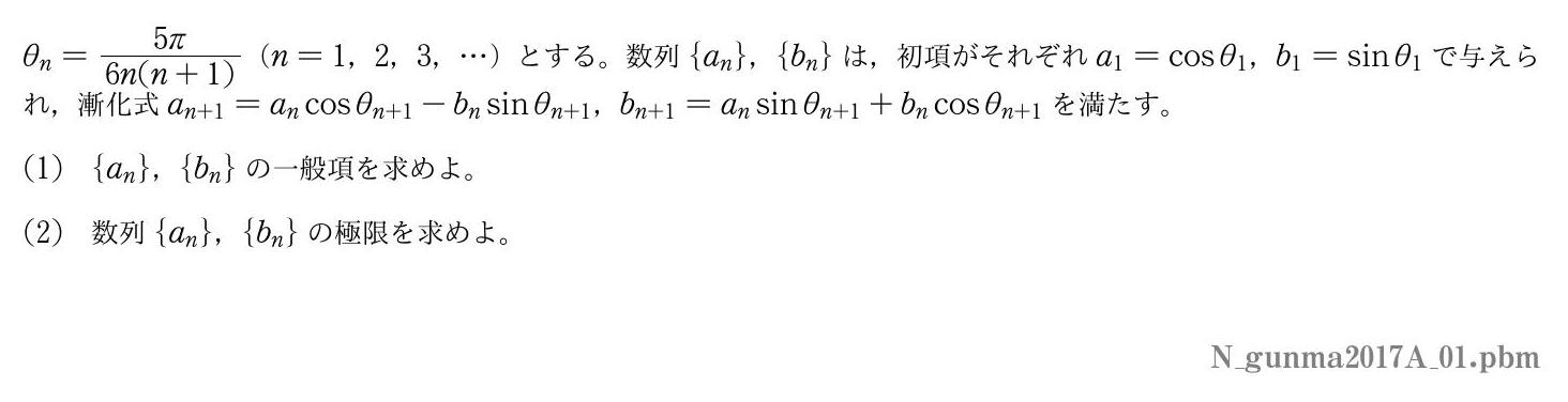 2017年度群馬大学 第１問　