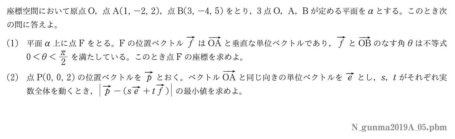 2019年度群馬大学 第５問　