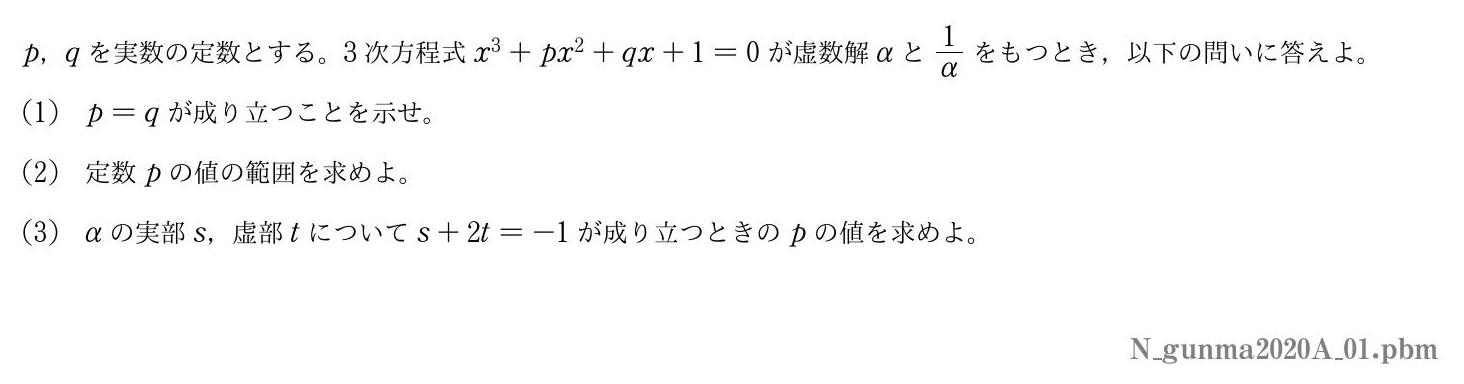 2020年度群馬大学 第１問　