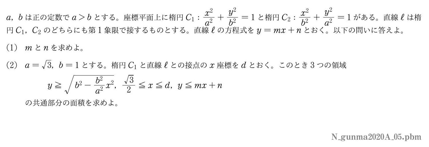 2020年度群馬大学 第５問　