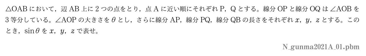 2021年度群馬大学 第１問　