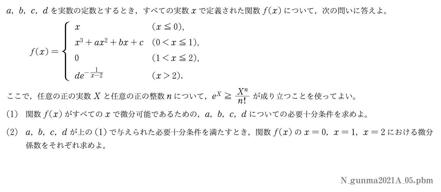 2021年度群馬大学 第５問　