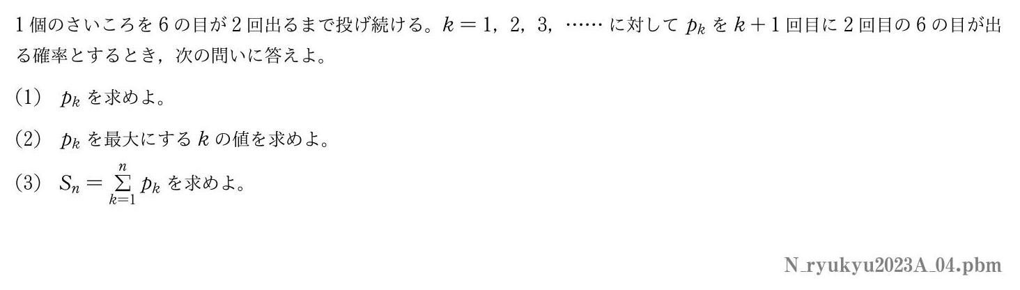 2023年度琉球大学 第４問　