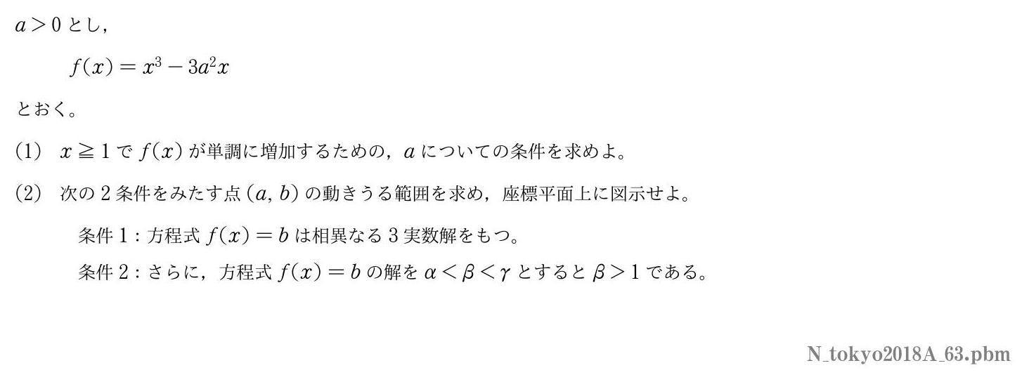 2018年度東京大学 第３問　