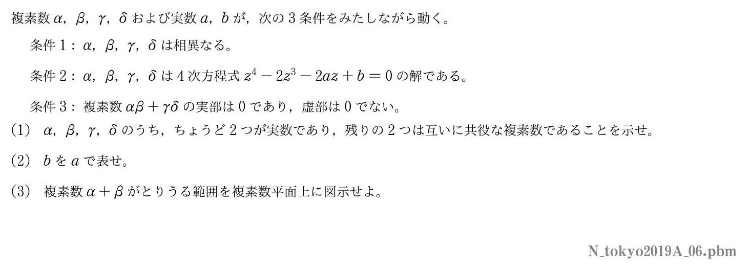 2019年度東京大学 第６問　