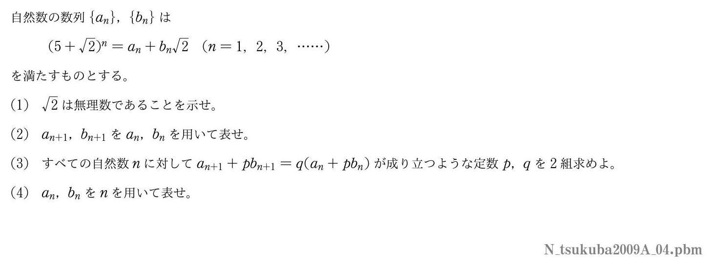 2009年度筑波大学 第４問　