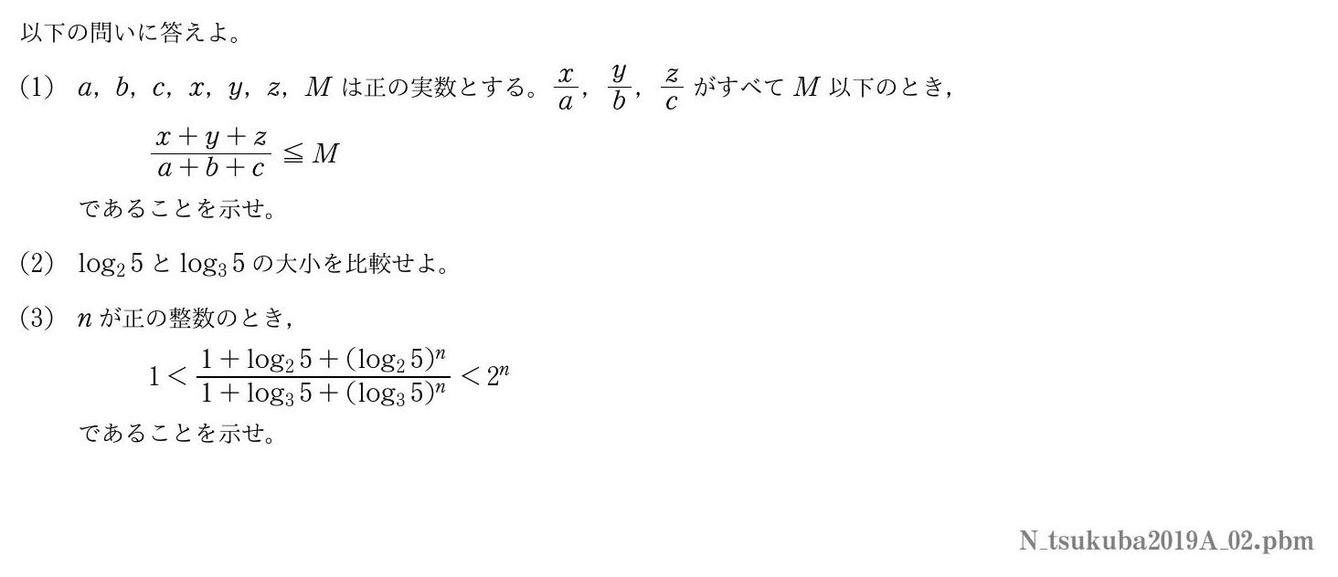 2019年度筑波大学 第２問　