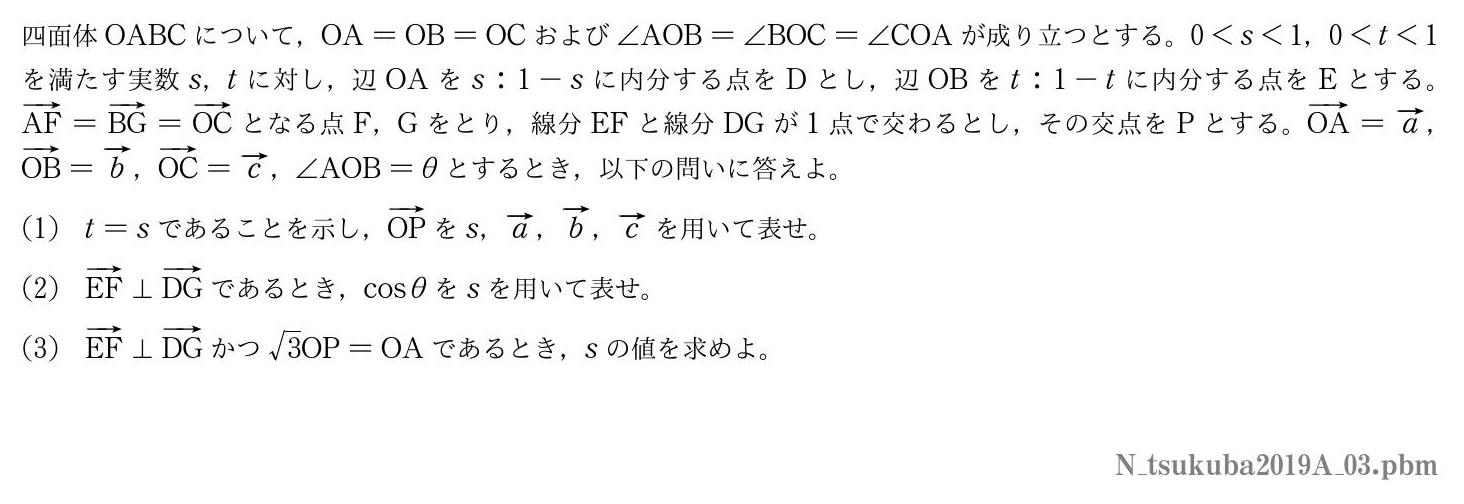 2019年度筑波大学 第３問　