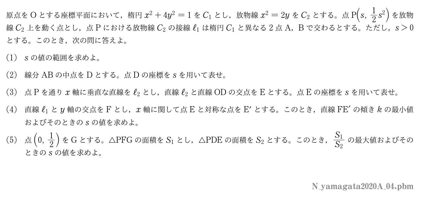 2020年度山形大学 第４問　