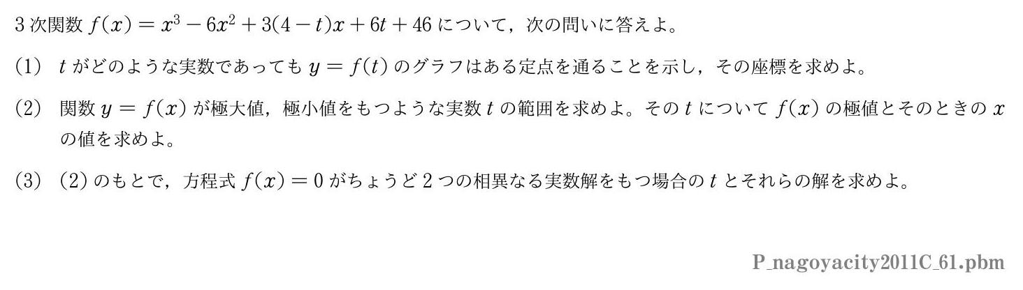 2011年度名古屋市立大学 第１問　