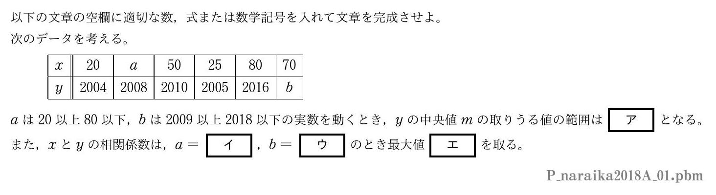 2018年度奈良県立医科大学 第１問　