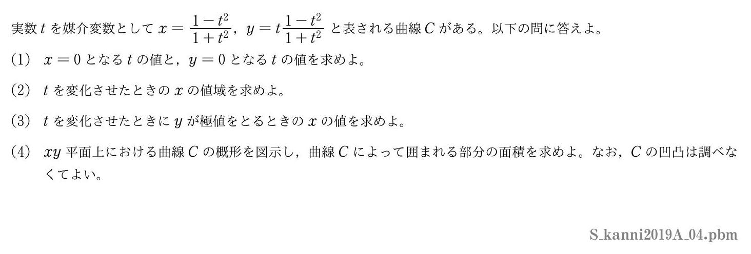 2019年度関西医科大学 第４問　