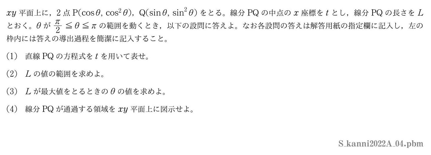 2022年度関西医科大学 第４問　