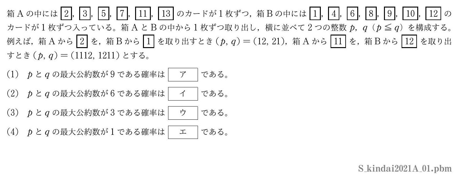 2021年度近畿大学 第１問　