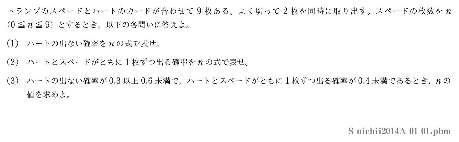 2014年度日本医科大学 第１問(1)　