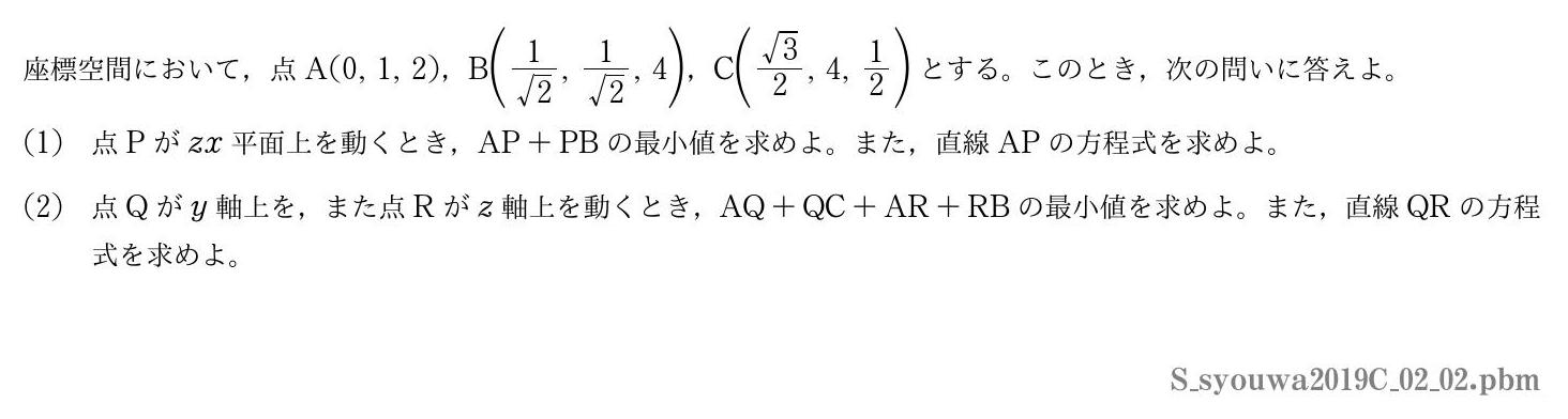 2019年度昭和大学 第２問(2)　